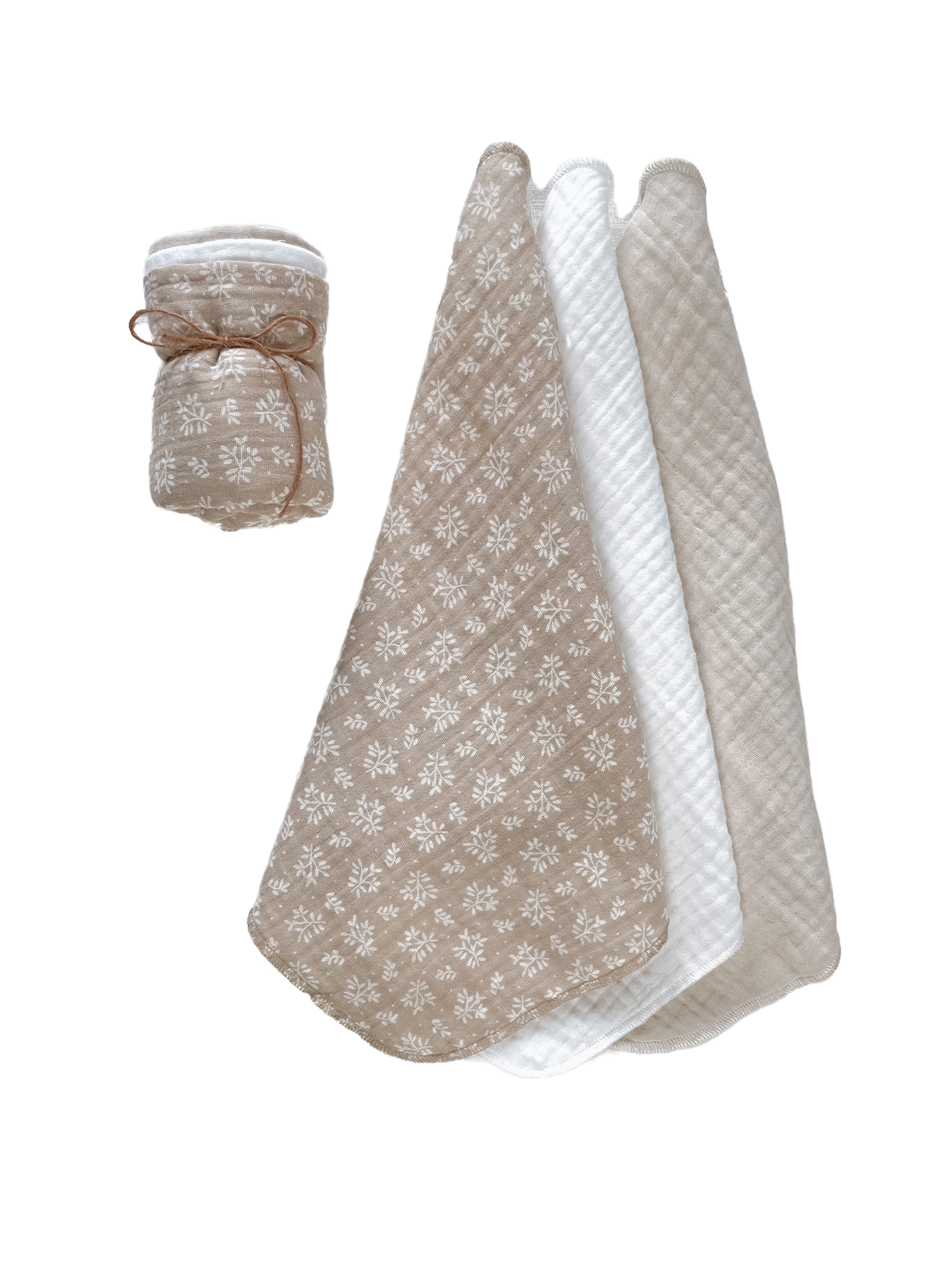 Beige sprig muslin diapers