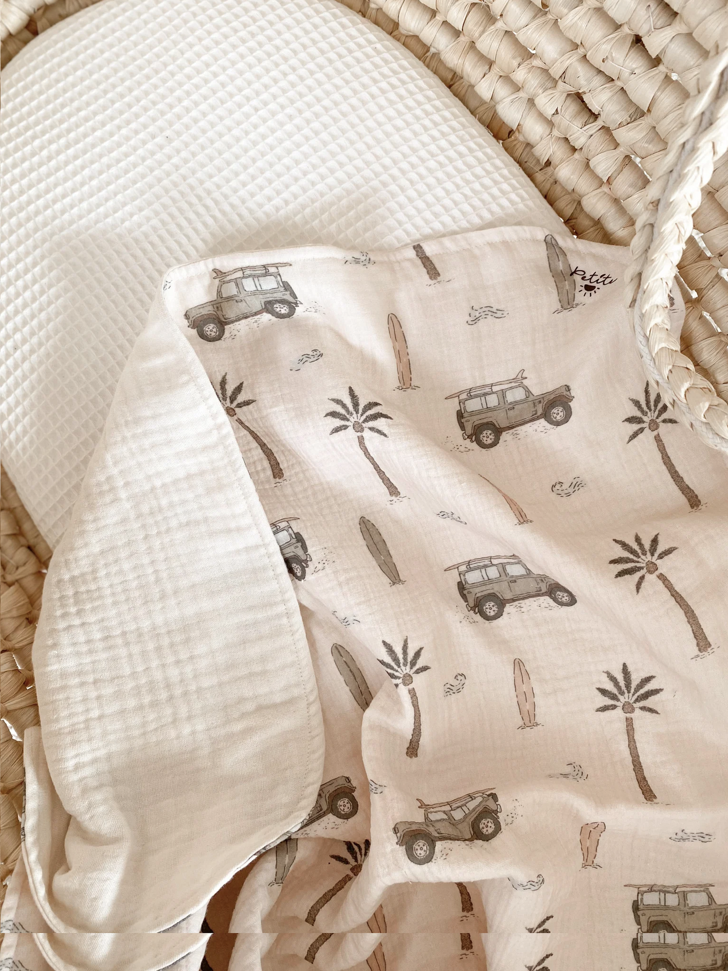 Surf muslin baby blanket