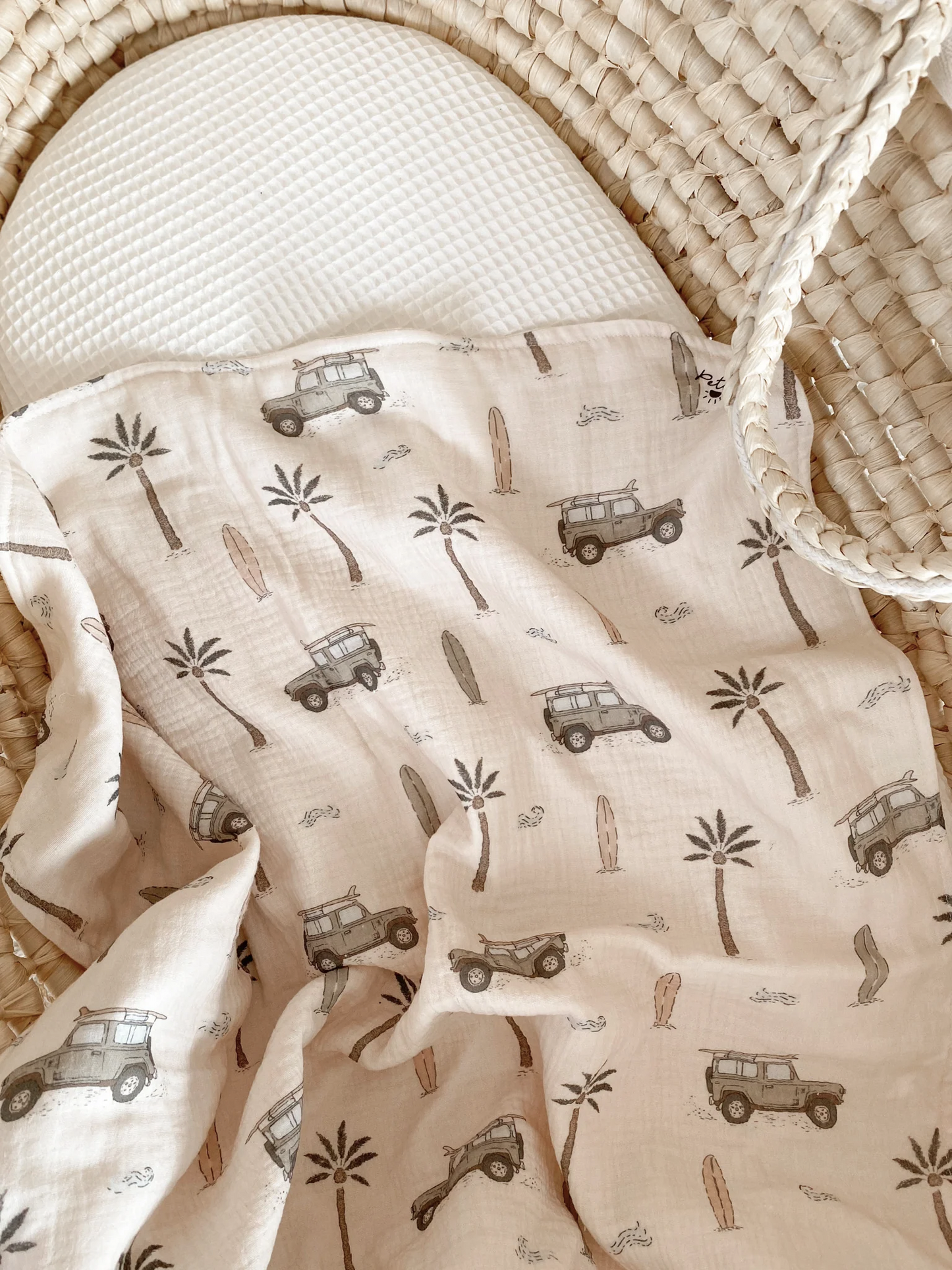 Surf muslin baby blanket