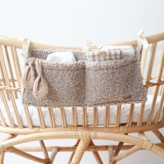 Beige teddy baby crib organizer 