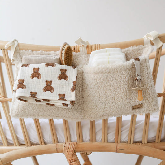 Teddy cream baby crib organizer 