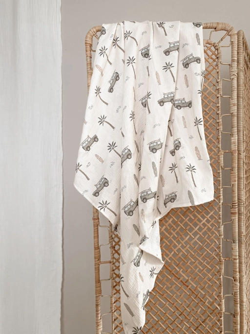 Surf muslin baby swaddle